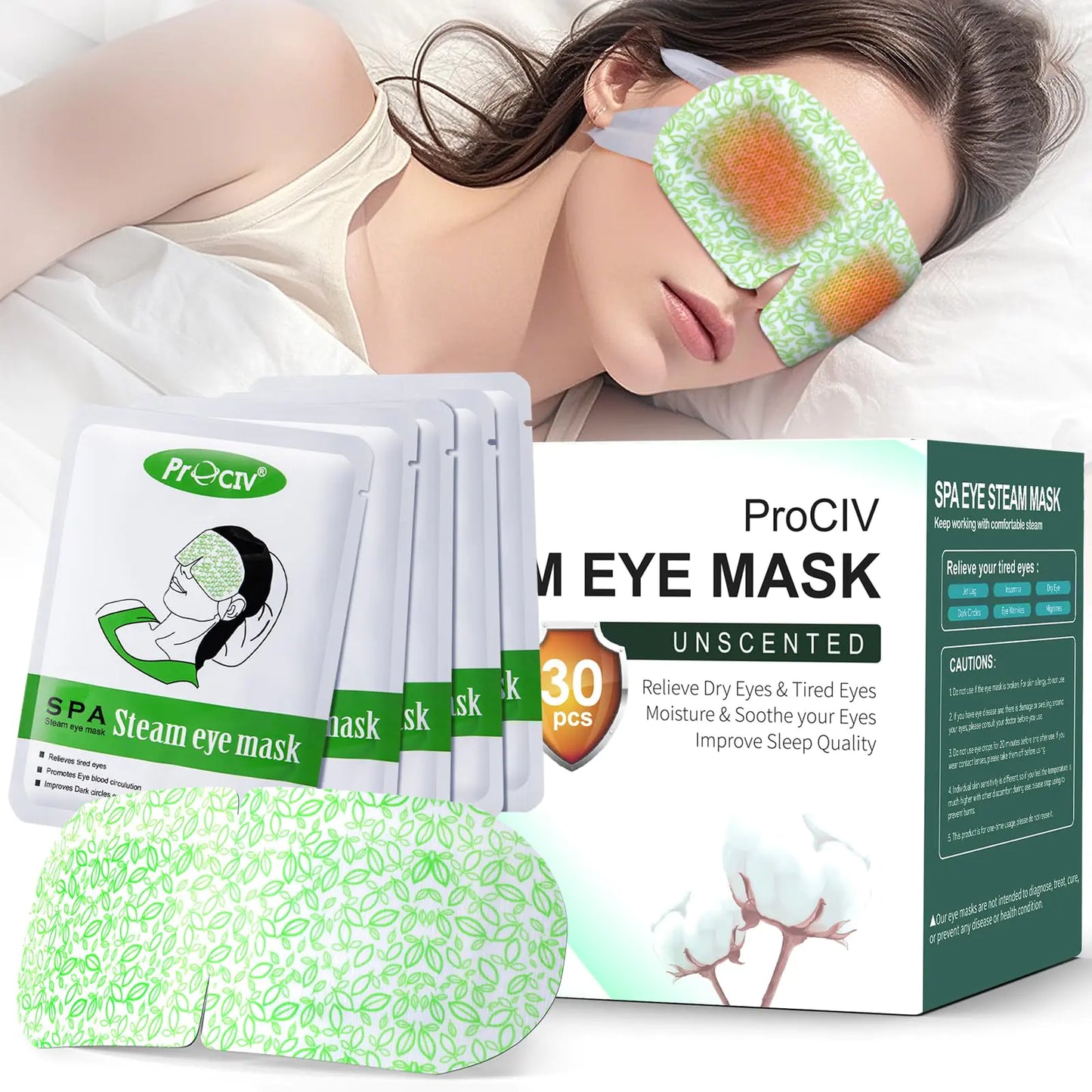 ProCIV 30 Packs Steam Eye Mask Heated Eye Masks Relaxing Gifts for Women Soothing Eye Fatigue Hot Sleep Mask Warm Eye Compress for Dry Eyes Disposable Eye Mask for Travel Essentials