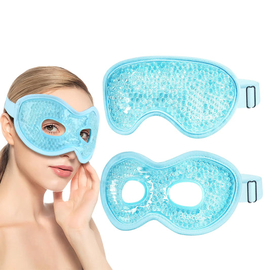 Luxtude Gel Eye Mask Cooling Eye Mask for Dry Eyes 2PCS Heated Warm Eye Ice Pack Reusable Gel Sleep Mask Frozen Cold Eye Compress for Puffiness/Dark Circles/Headaches/Allergies (Blue)