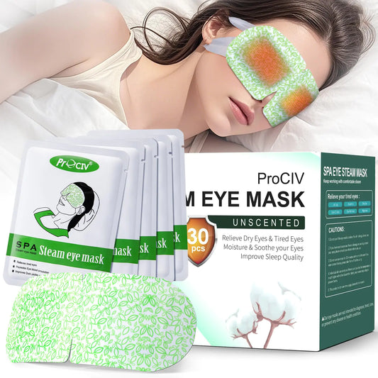 ProCIV 30 Packs Steam Eye Mask Heated Eye Masks Relaxing Gifts for Women Soothing Eye Fatigue Hot Sleep Mask Warm Eye Compress for Dry Eyes Disposable Eye Mask for Travel Essentials